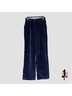 VTG 70s 80s Womens XS Corduroy High Rise Wide Leg Pants Preppy Grunge Pockets
